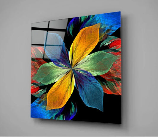 Colorful Leaves Flower Glass Wall Art - LUXARTDECO