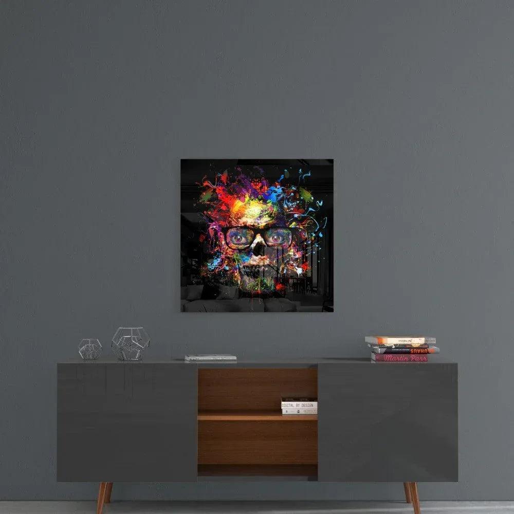 Colored Skull Glass Wall Art - LUXARTDECO