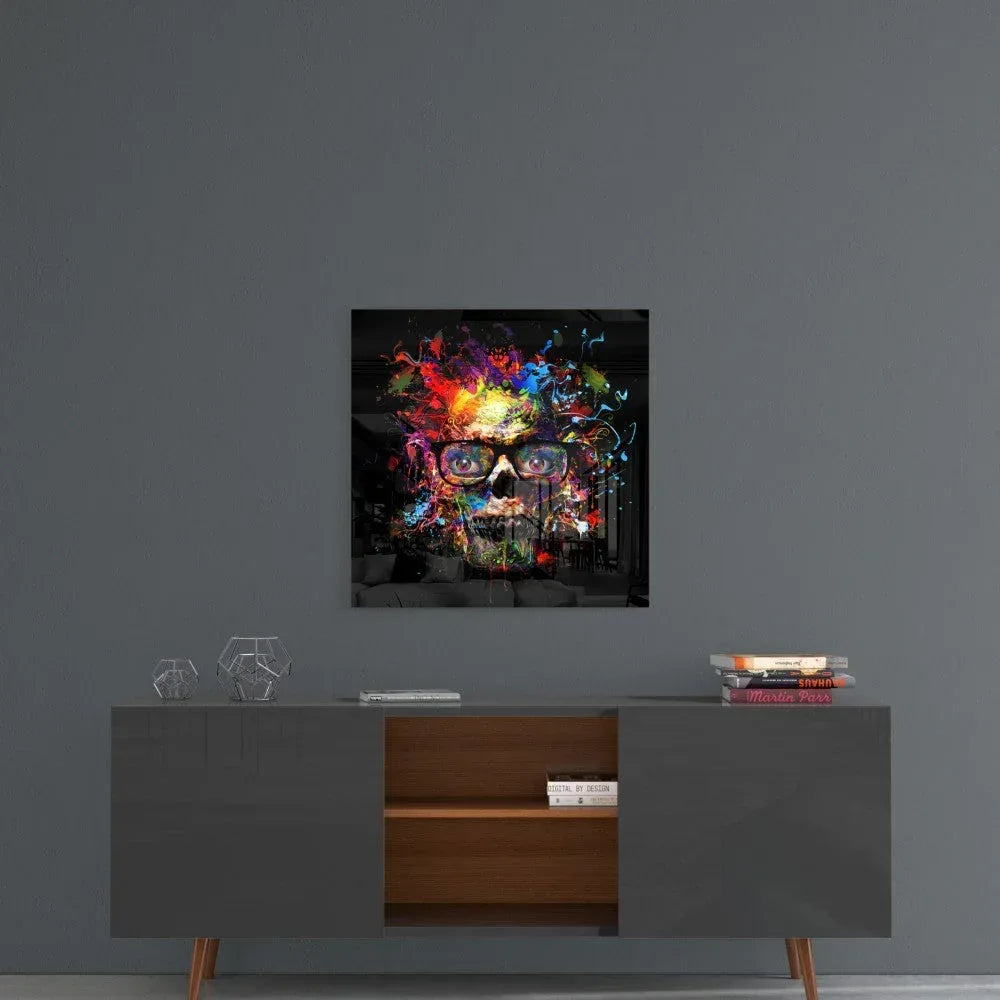 Colored Skull Glass Wall Art - LUXARTDECO