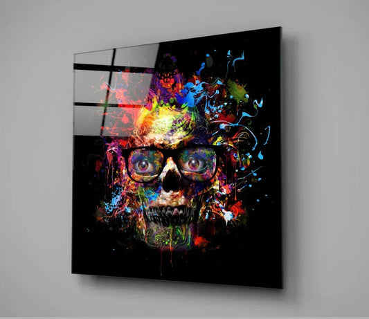 Colored Skull Glass Wall Art - LUXARTDECO