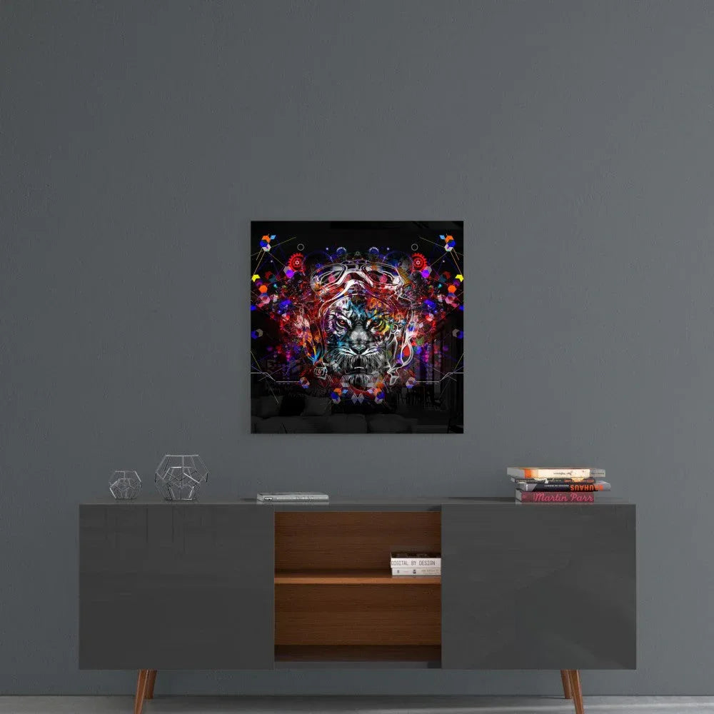 Mechanical Tiger Glass Wall Art - LUXARTDECO