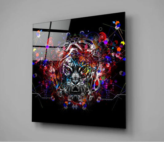 Mechanical Tiger Glass Wall Art - LUXARTDECO