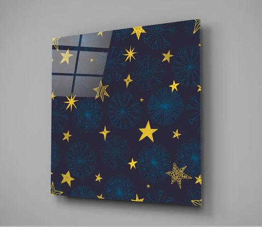 Snow and Stars Glass Wall Art - LUXARTDECO