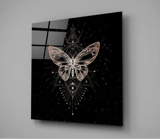 Da Vinci Style Butterfly Glass Wall Art - LUXARTDECO