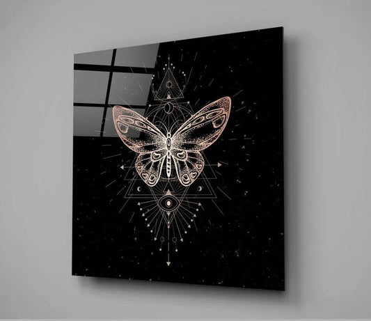 Da Vinci Style Butterfly Glass Wall Art - LUXARTDECO