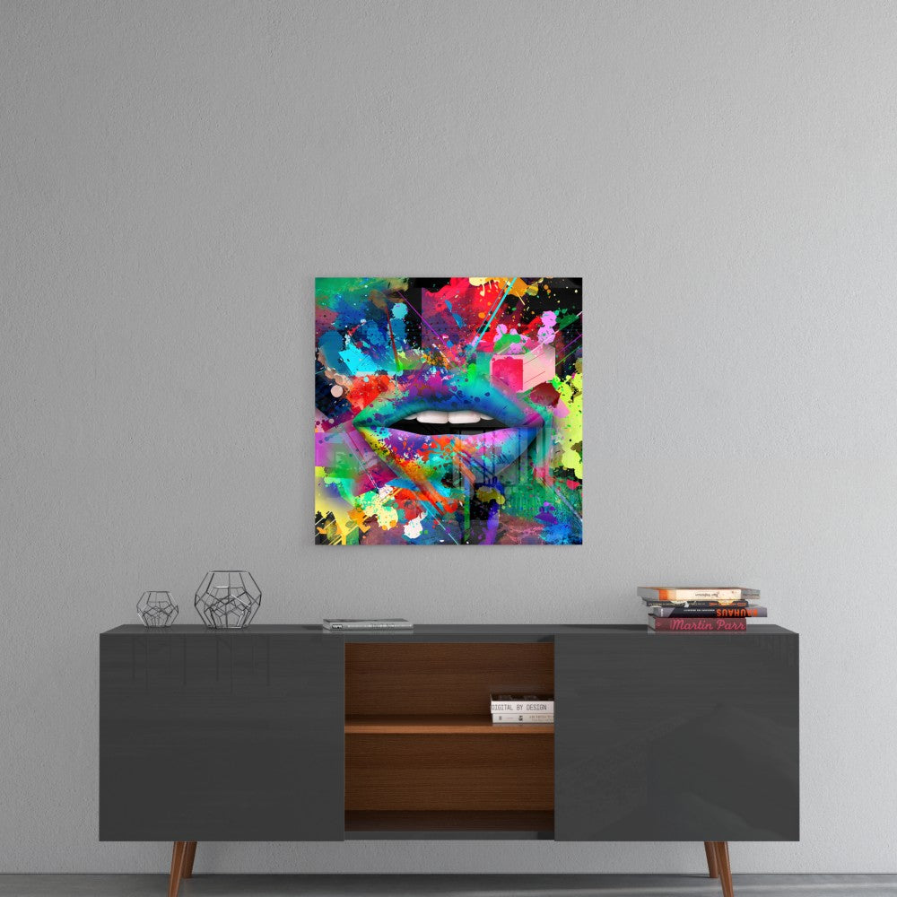 Colored Lips Glass Wall Art