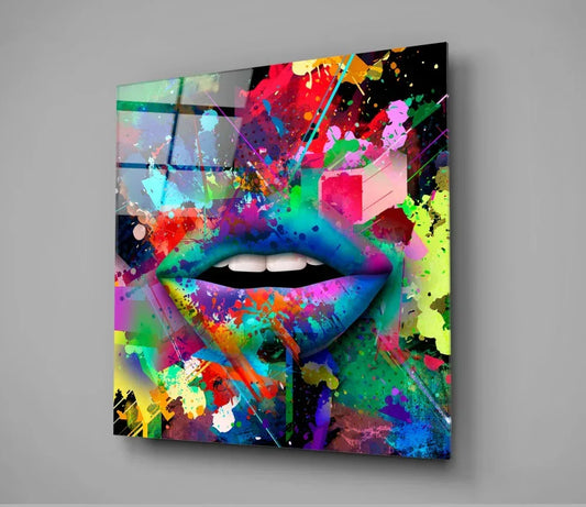 Colored Lips Glass Wall Art - LUXARTDECO