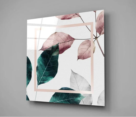 Scandinavian Style Leaves Glass Wall Art - LUXARTDECO