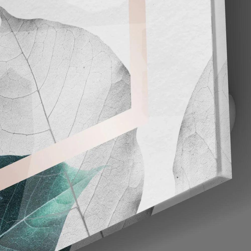 Scandinavian Style Leaves Glass Wall Art - LUXARTDECO