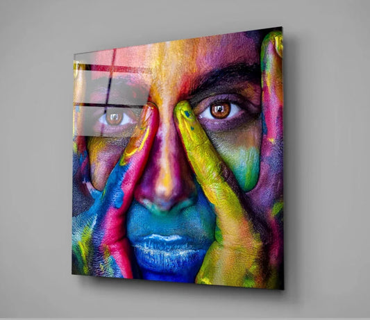 Painted Face Glass Wall Art - LUXARTDECO