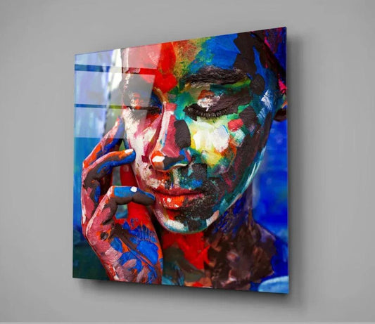 Colored Sadness Glass Wall Art - LUXARTDECO