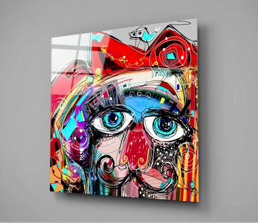 Abstract Cat Glass Wall Art - LUXARTDECO