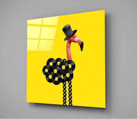 Flamingo Posture Glass Wall Art - LUXARTDECO