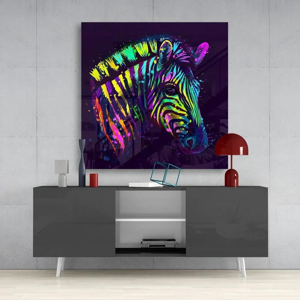Colorful Zebra Glass Wall Art - LUXARTDECO