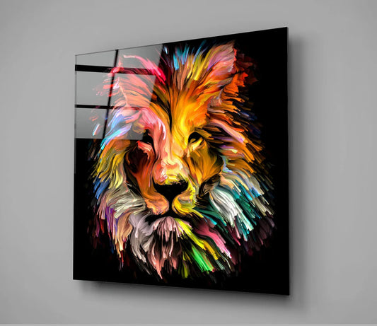 Yellow Lion Glass Wall Art - LUXARTDECO