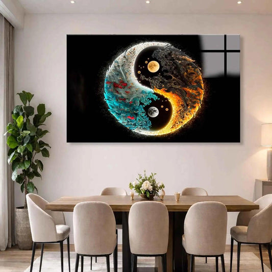 Yin Yang Colorful Glass Wall Art