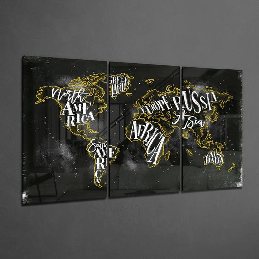 World Map Glass Wall Art - LUXARTDECO