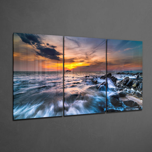 Sunset On The Beach Glass Art