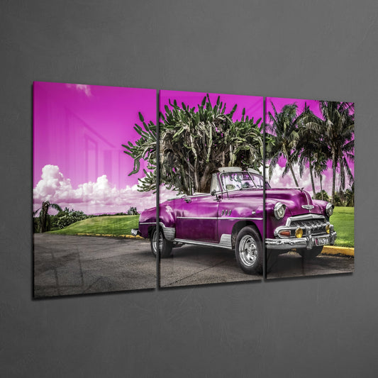 Purple Classic Car Glass Art