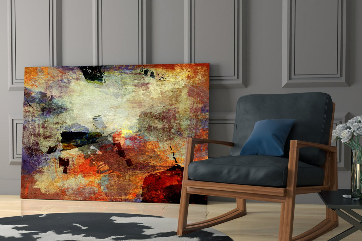 Art mural abstrait en verre