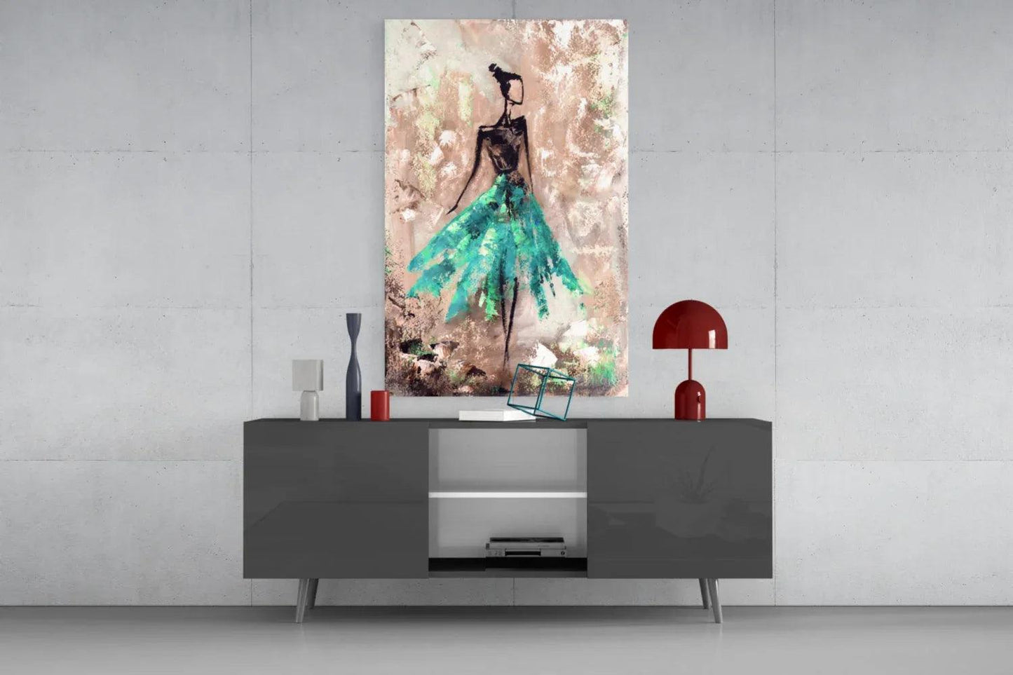 Female (Green) Glass Wall Art - LUXARTDECO