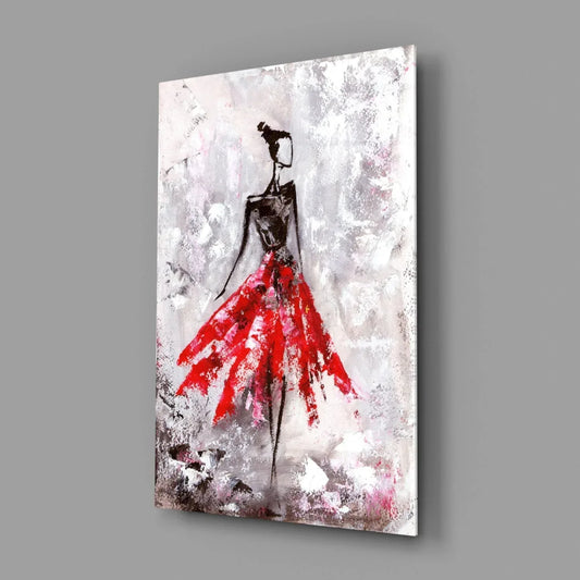Female (Red) Glass Wall Art - LUXARTDECO