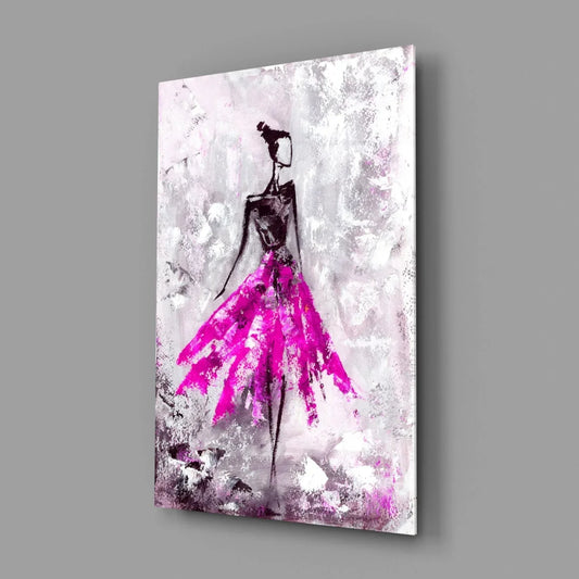 Woman (Pink) Glass Wall Art - LUXARTDECO
