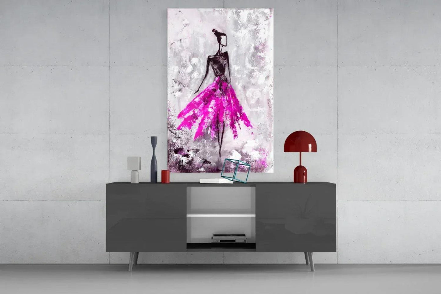 Woman (Pink) Glass Wall Art - LUXARTDECO