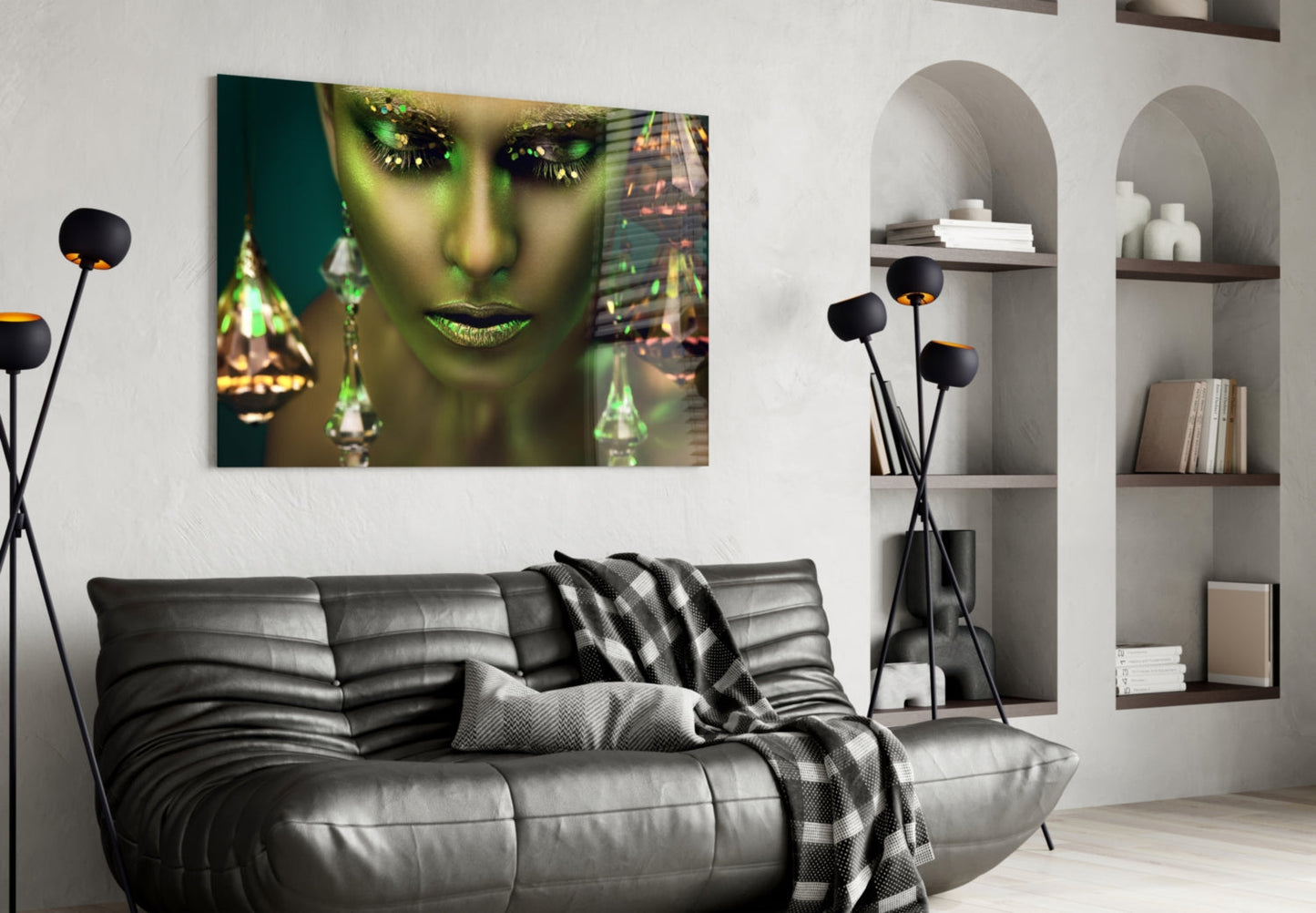 Art mural en verre représentant une femme