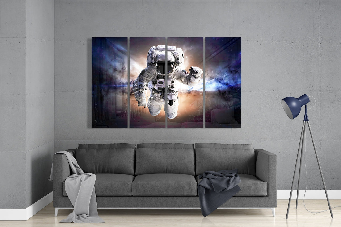 Astronaut 4 Pieces Mega Glass Wall Art (150x92 cm)