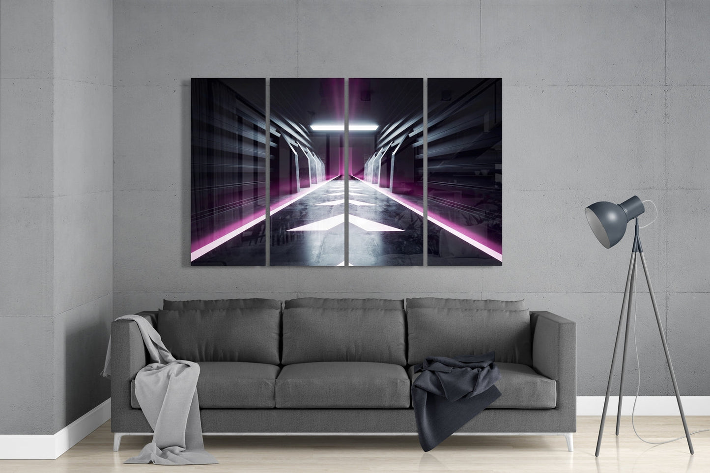 Hallway 4 Pieces Mega Glass Wall Art (150x92 cm)