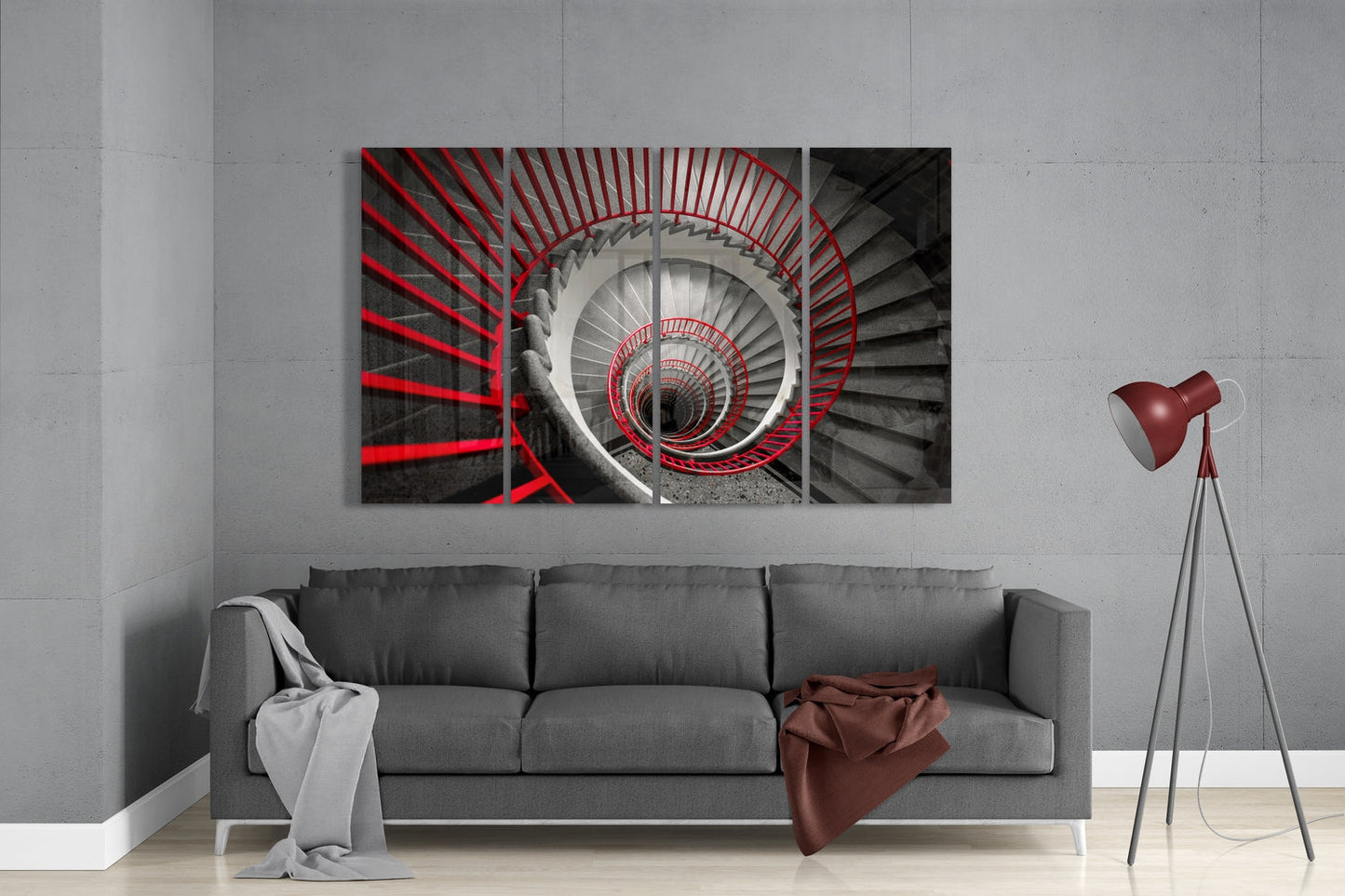 Spiral Stairs 4 Pieces Mega Glass Wall Art (150x92 cm)