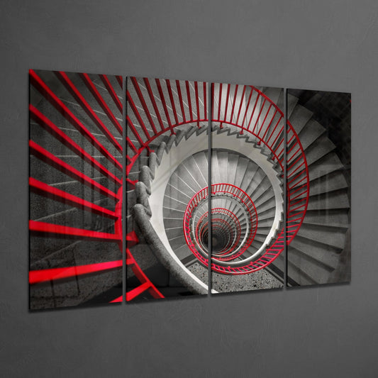 Spiral Stairs 4 Pieces Mega Glass Wall Art (150x92 cm)