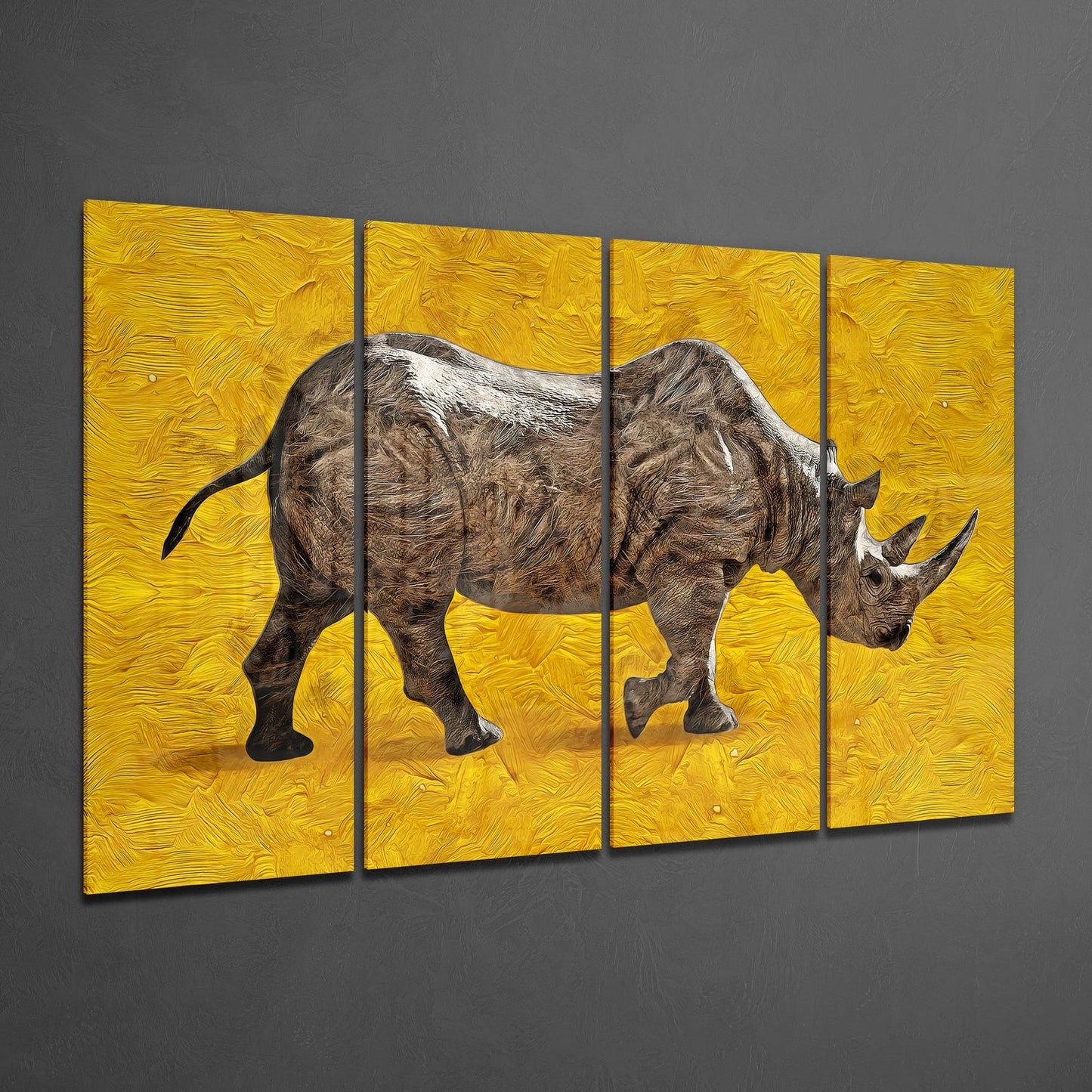 Rhino 4 Pieces Mega Glass Wall Art (150x92 cm)