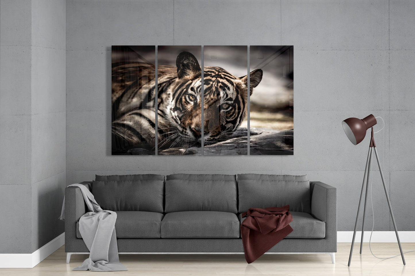 Tiger 4 Pieces Mega Glass Wall Art (150x92 cm)