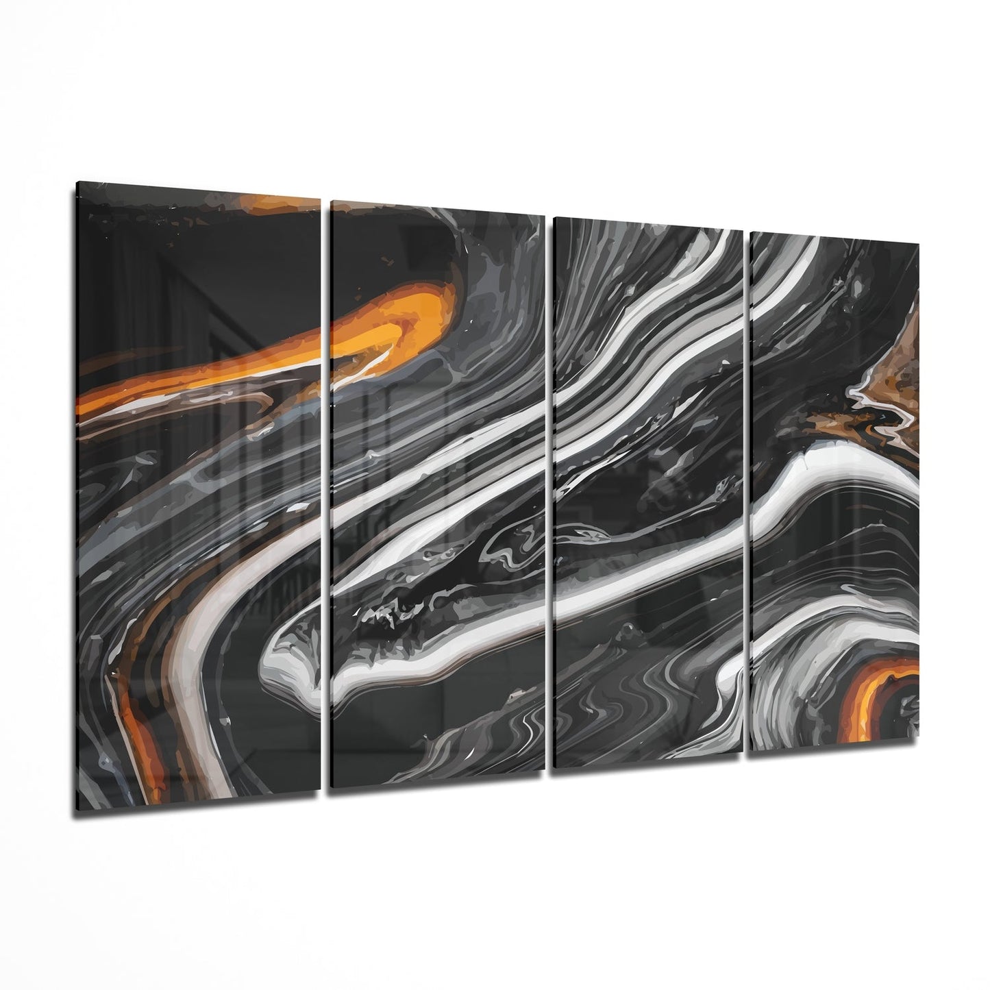Marble Lava 4 Pieces Mega Glass Wall Art (150x92 cm)