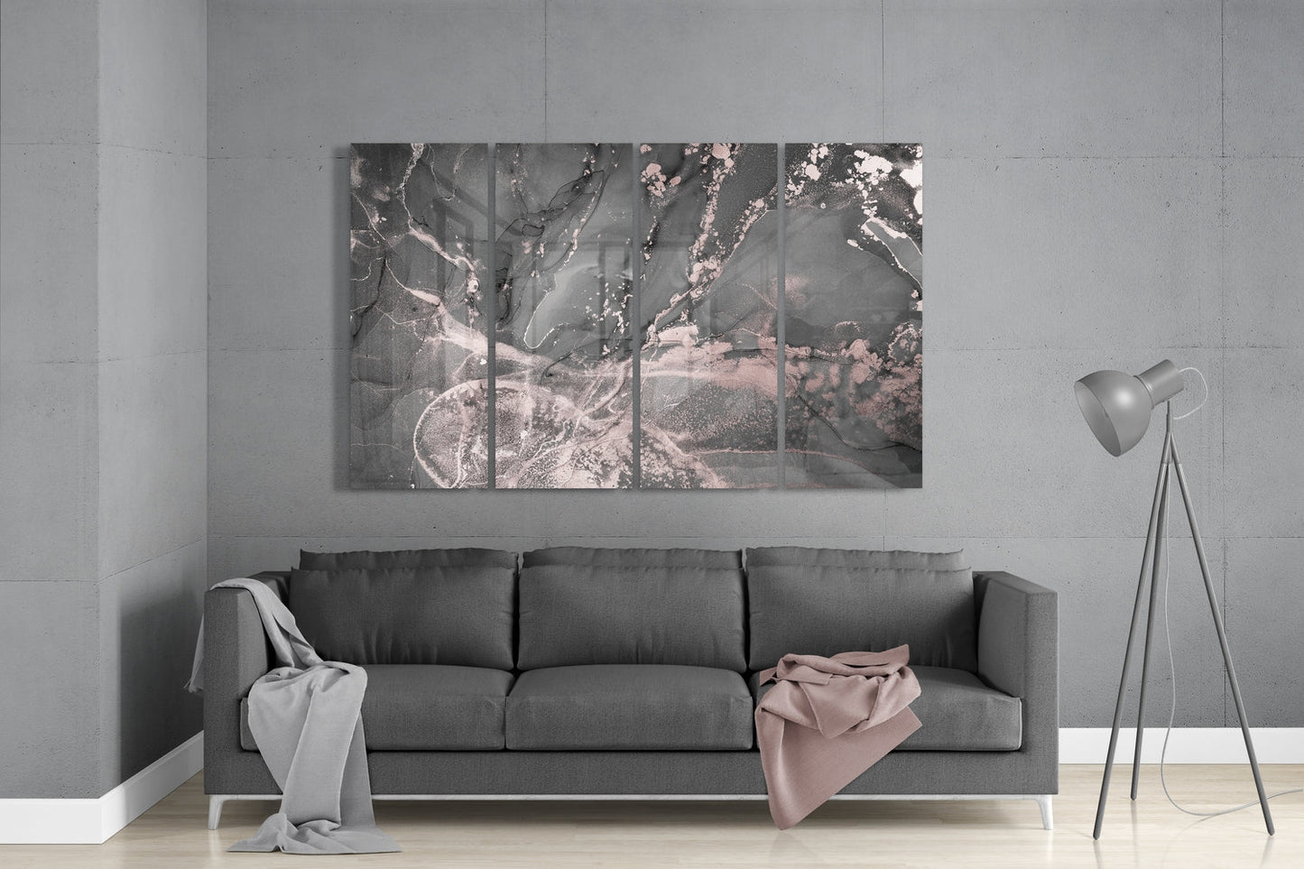 Marble 4 Pieces Mega Glass Wall Art (150x92 cm)