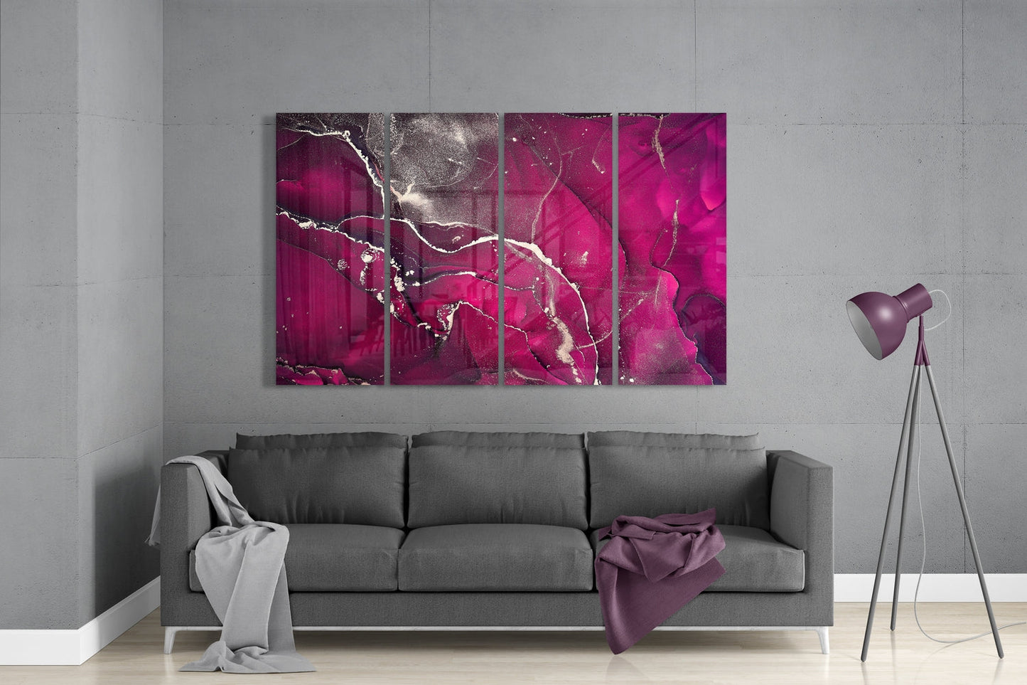 Marble 4 Pieces Mega Glass Wall Art (150x92 cm)