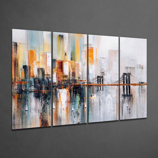 Manhattan Silhouette 4 Pieces Mega Glass Wall Art (150x92 cm)