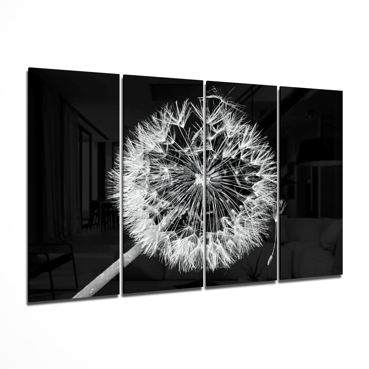 Dandelion 4 Pieces Mega Glass Wall Art (150x92 cm)