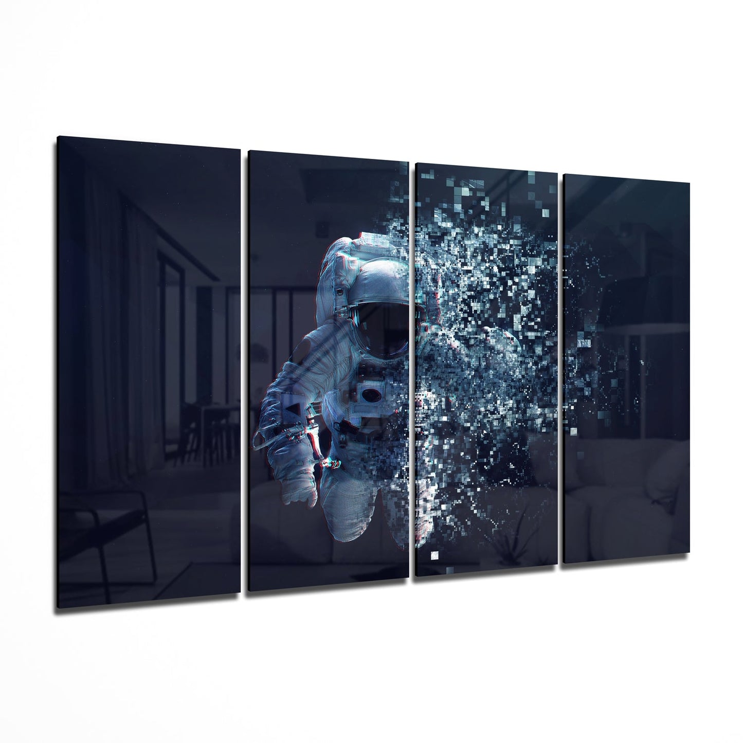 Astronaut 4 Pieces Mega Glass Wall Art (150x92 cm)