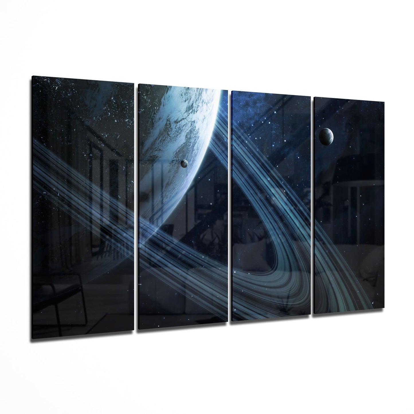 Saturn 4 Pieces Mega Glass Wall Art (150x92 cm)