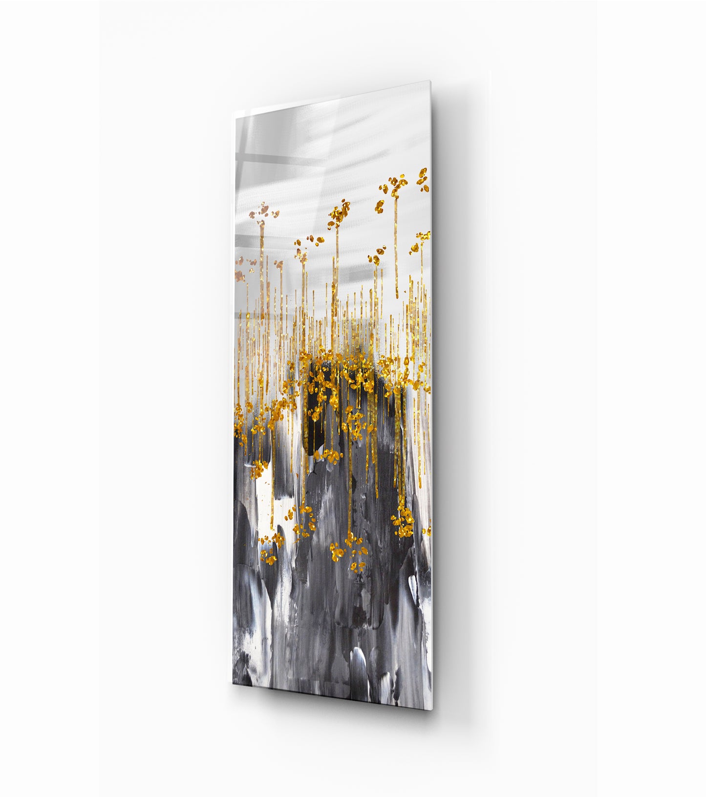 Golden Rain Glass Wall Art