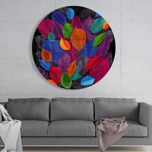 Colorful Leaves Glass Wall Art