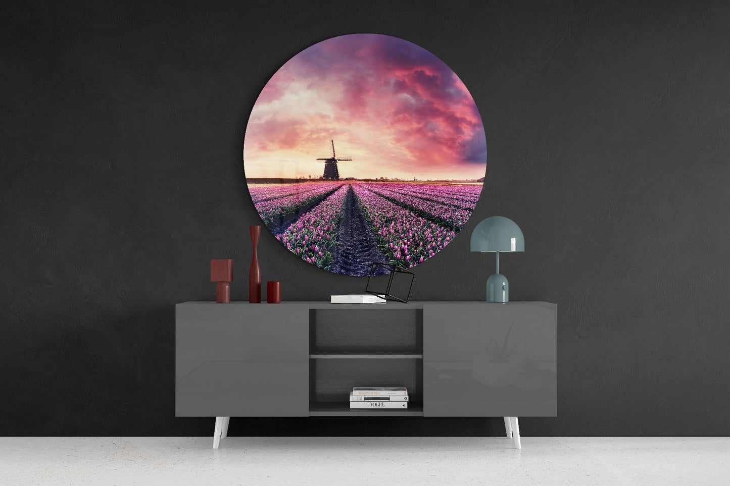 Tulip Garden Glass Wall Art