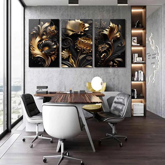 Golden Line Botanicals 2 Glass Wall Art