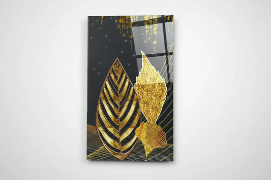 Luxury Gold Leaves Glass Wall Art - LUXARTDECO