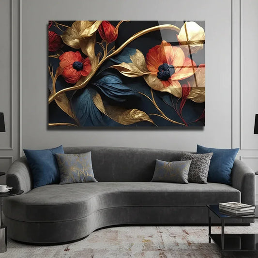 Flowers Glass Wall Art - LUXARTDECO