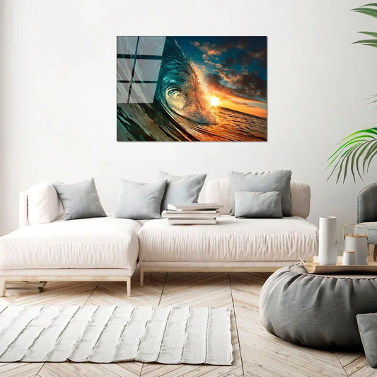 Sea Wave Glas Wall Art - LUXARTDECO