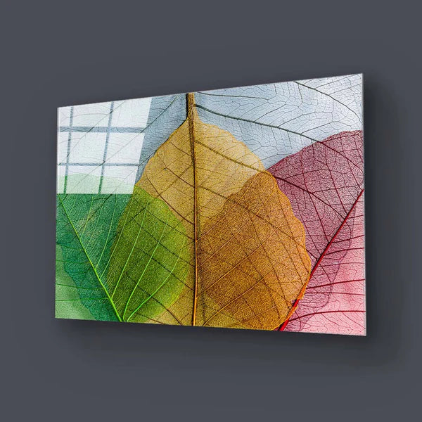 Colorful Leaves Glas Wall Art